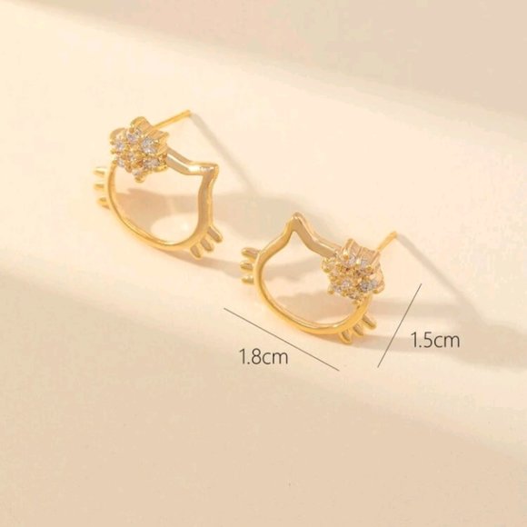 Hello Kitty Gold Tone Stud Earrings - Picture 3 of 3